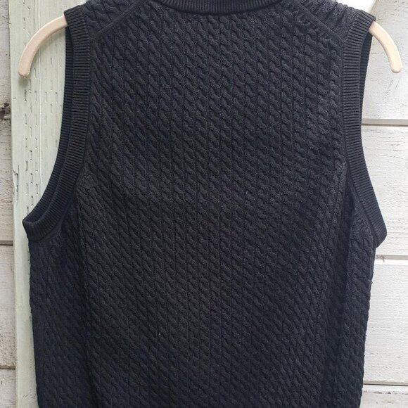 Clark & Gregory Classic Black Cable Knit Vest, 100% Pima Cotton - Picture 4 of 7